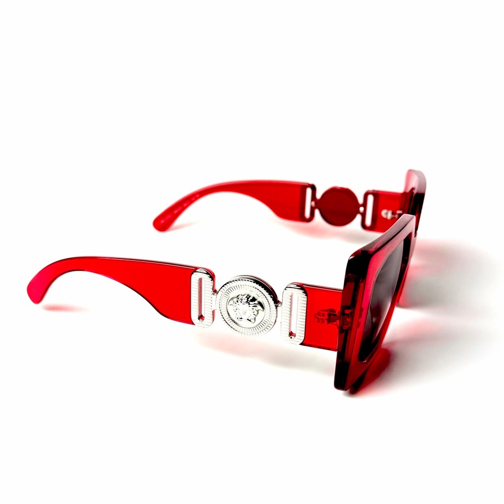 Versace Mod 4478U 5500/87 Red Square Silver Sunglasses Authentic New 4478 U - Picture 6 of 7